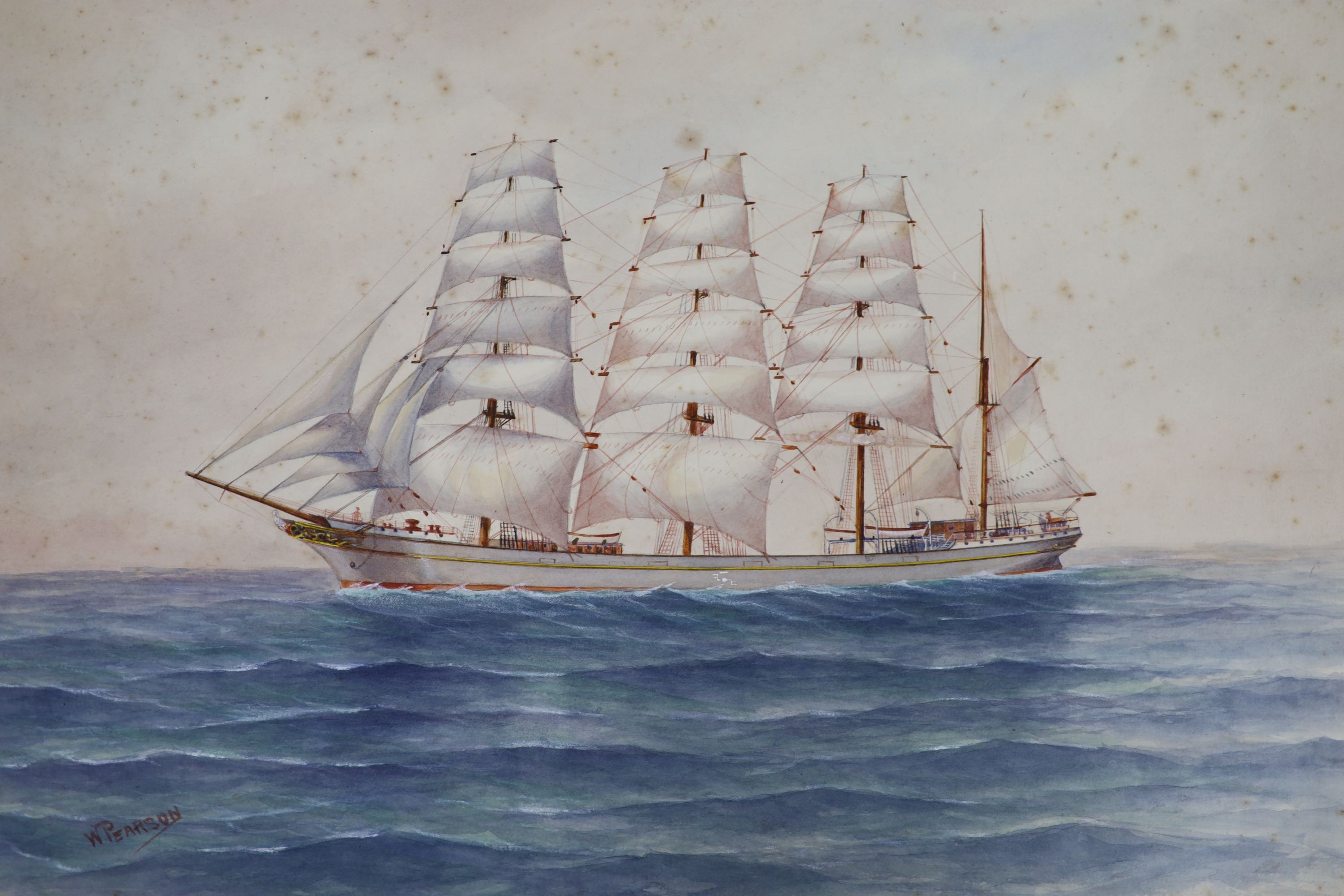 W* Pearson (20th century), watercolour, study of a sailing ship, signed and another by the same hand